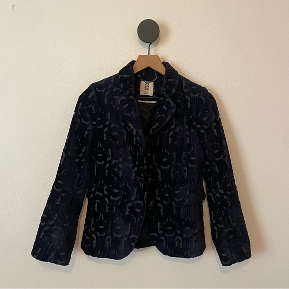 Orla Kiely Dark Blue and Black Textured Blazer - Picture 1 of 7